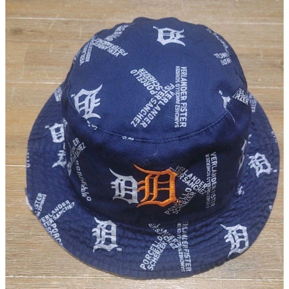 Detroit Tigers Reversible Bucket Hat National Coney Island Cap Navy Blue  White